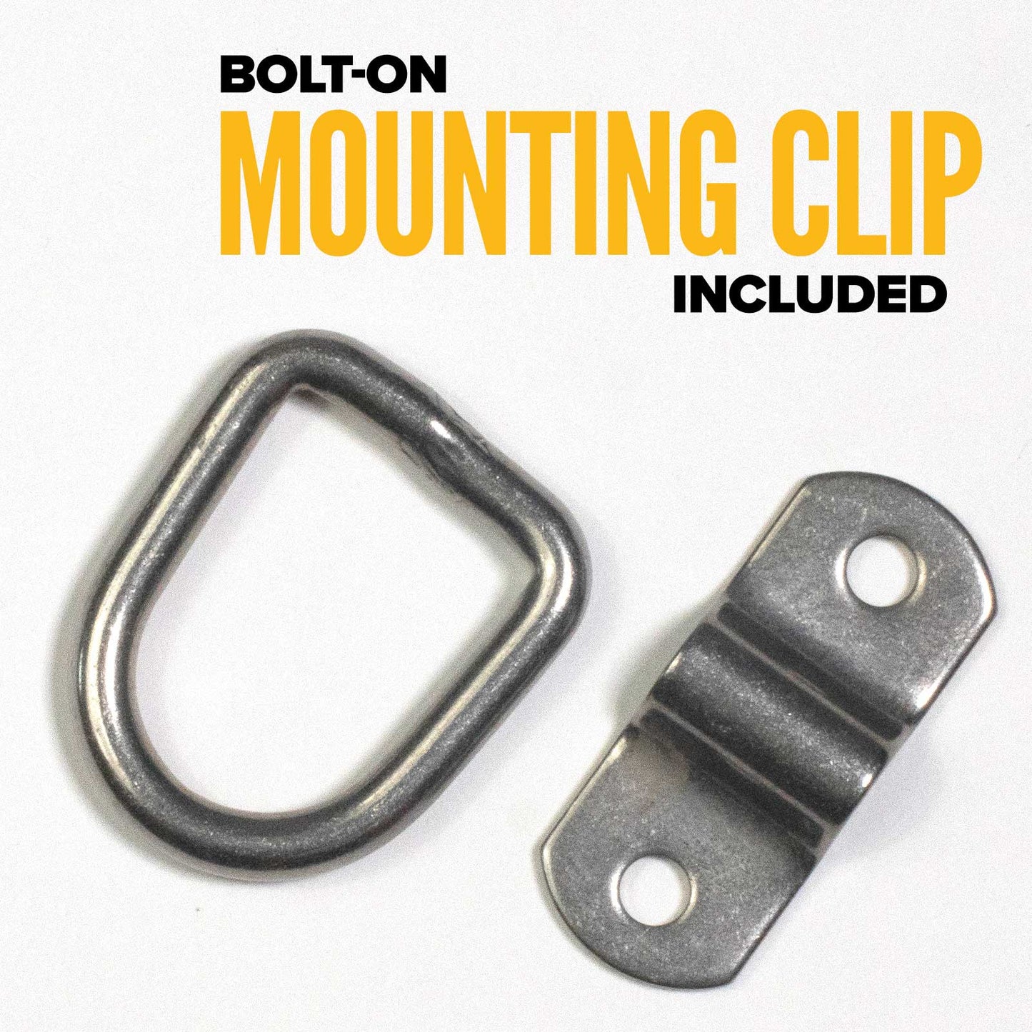 1" Bolt-On D-Ring with Mounting Bracket - 316 Stainless - 800 lbs. BS | 10-Pack