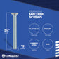 Machine screw with specifications on a blue background, featuring the Conquest brand.
