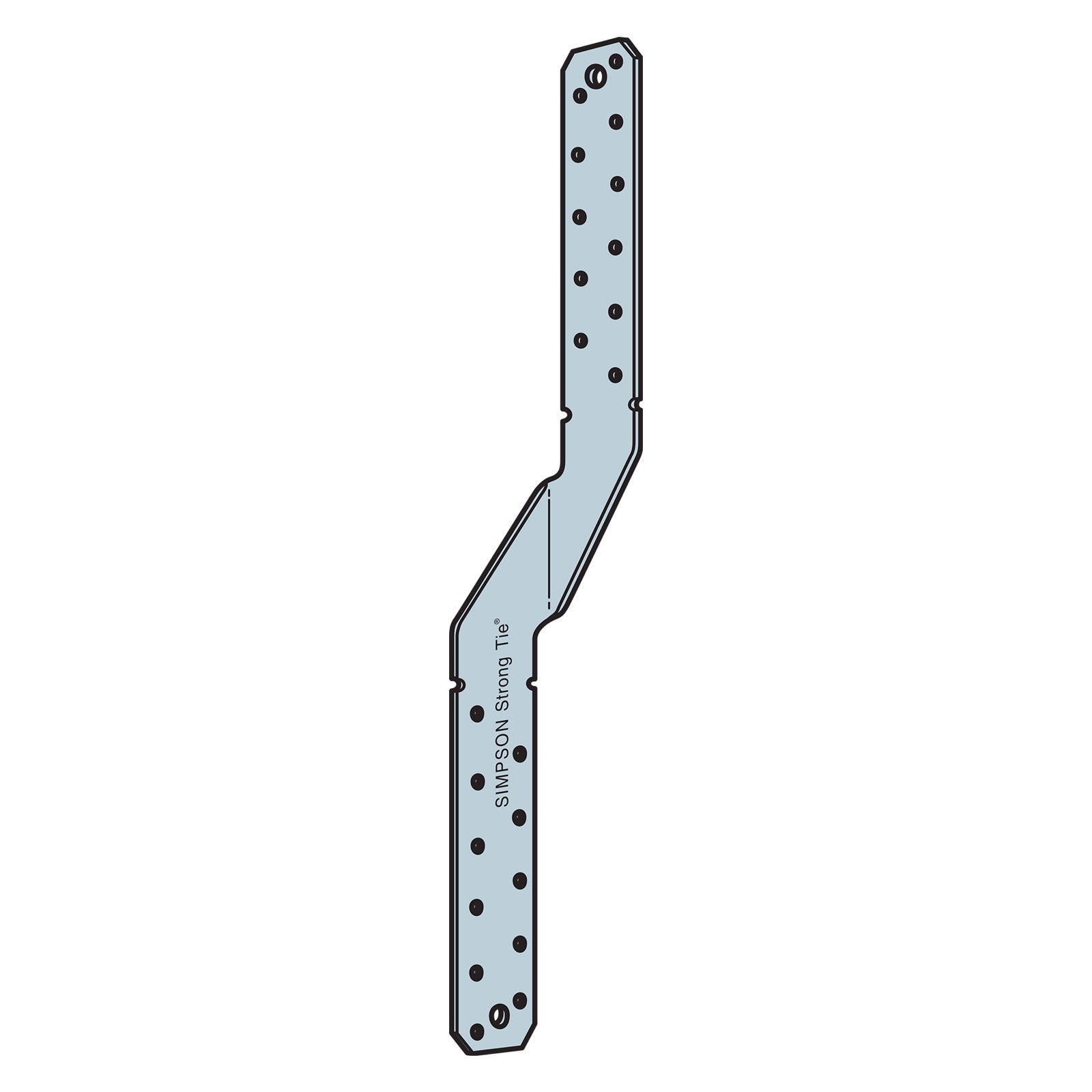 Simpson MTS16-REV 16" Medium Twist Strap, Reverse Bend Illustration