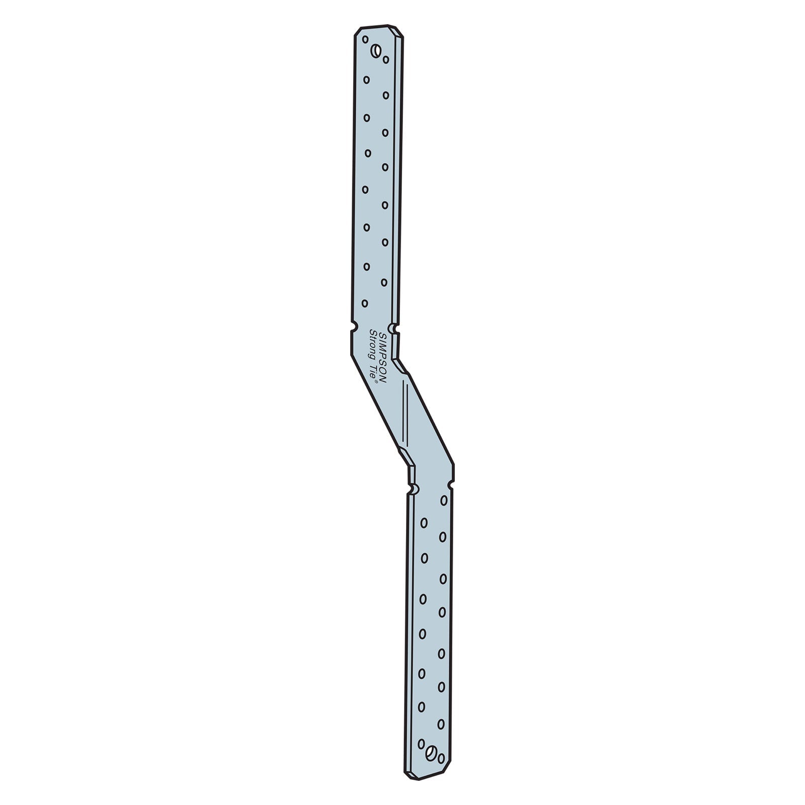 Simpson MTS20-REV 20" Medium Twist Strap, Reverse Bend Illustration