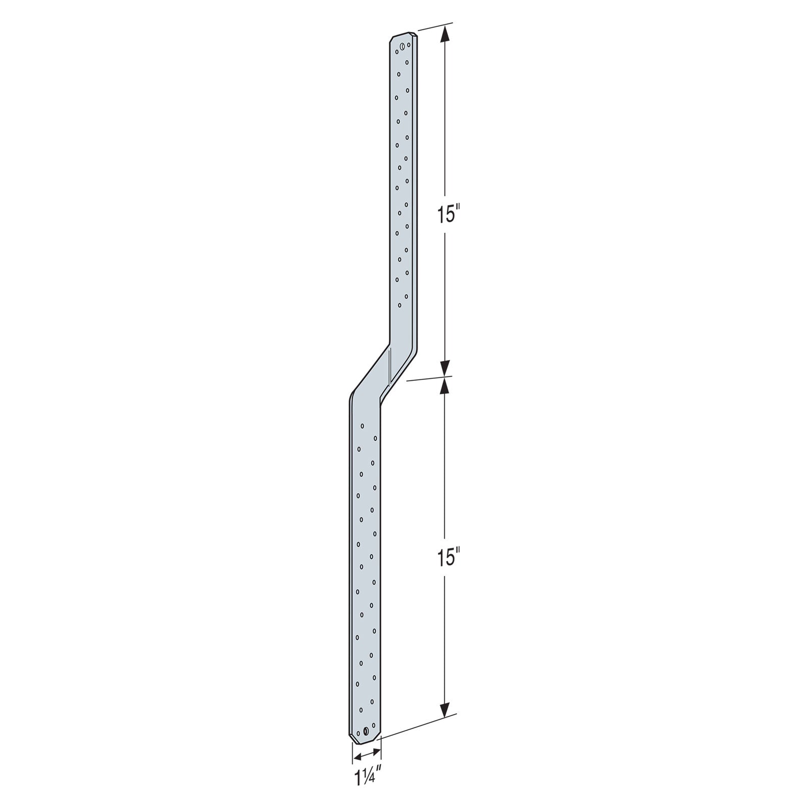 Simpson MTS30C-REV 30" Medium Twist Strap, Reverse Bend Illustration