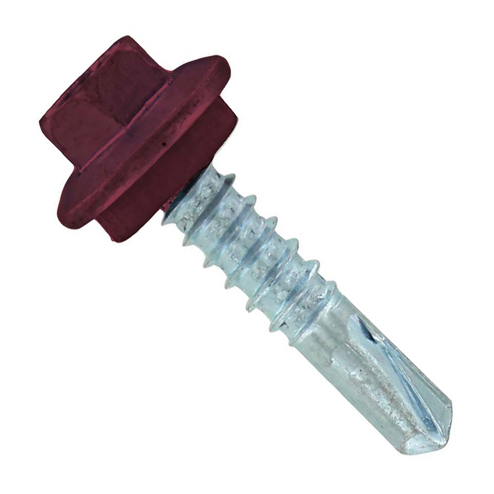 #12 X 1 inch Maxx Steelbinder Metal Roofing Screw Burgundy Pkg 250