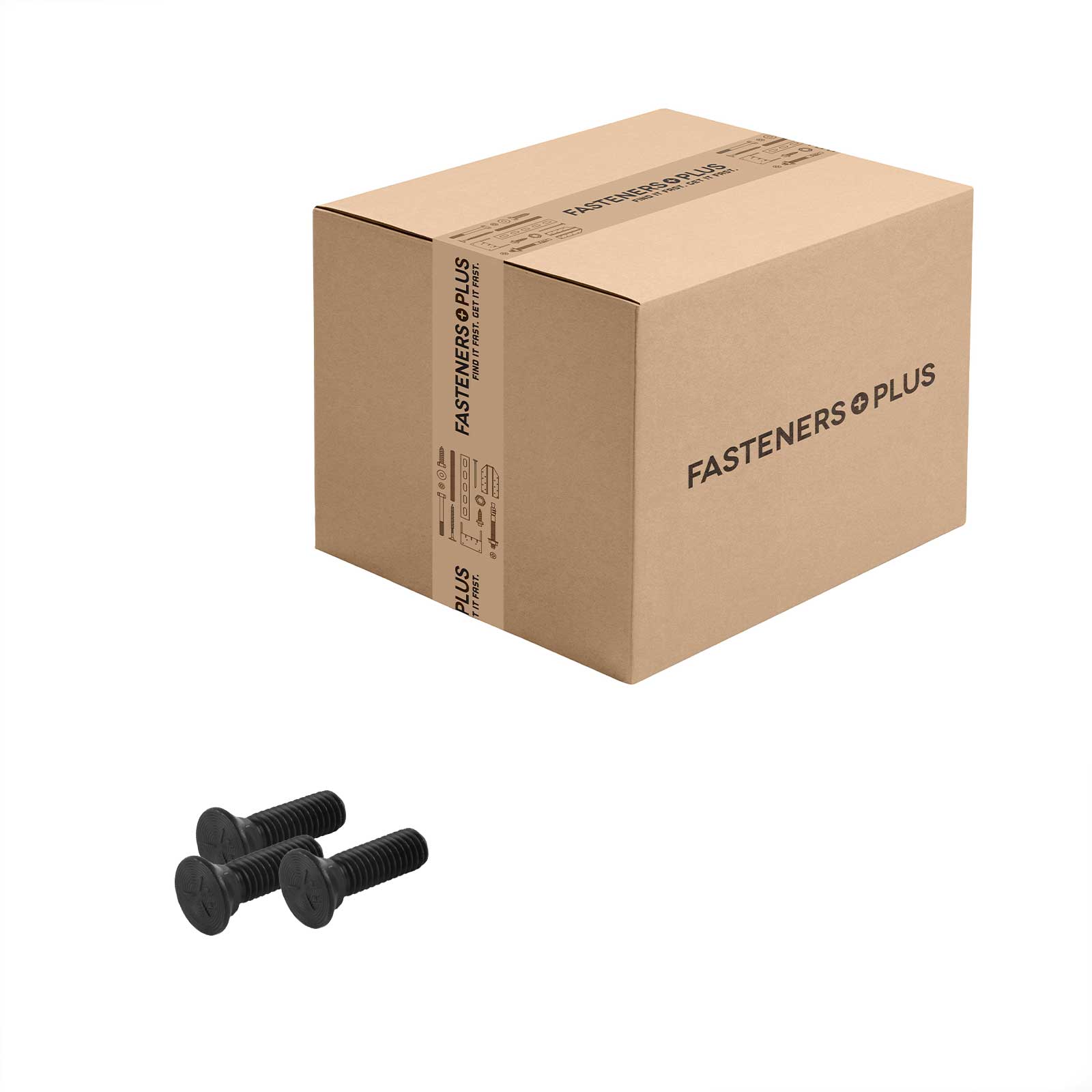 Conquest 3/8" x 1-1/4" Plow Bolt, #3 Head - Grade 5, Plain | Qty. 1,000 (Carton)