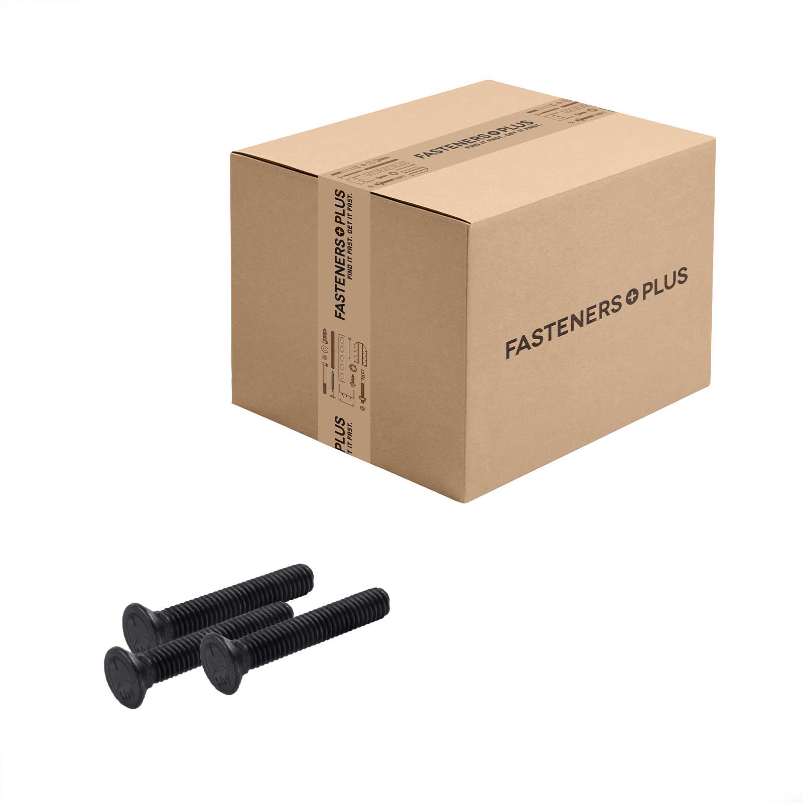 Conquest 3/8" x 2-1/4" Plow Bolt, #3 Head - Grade 5, Plain | Qty. 500 (Carton)