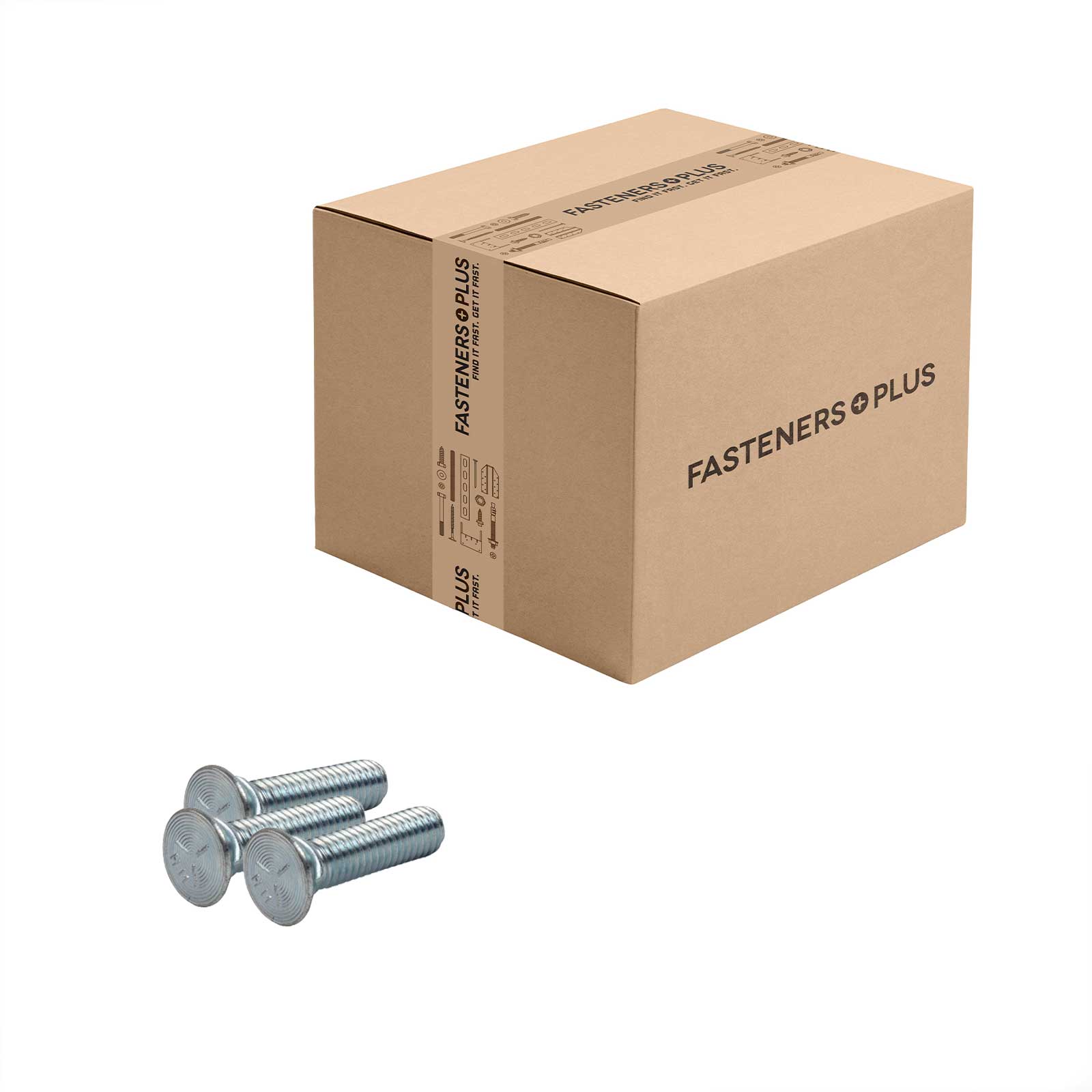 Conquest 3/8" x 1-1/2" Plow Bolt, #3 Head - Grade 5, Zinc CR+3 | Qty. 800 (Carton)
