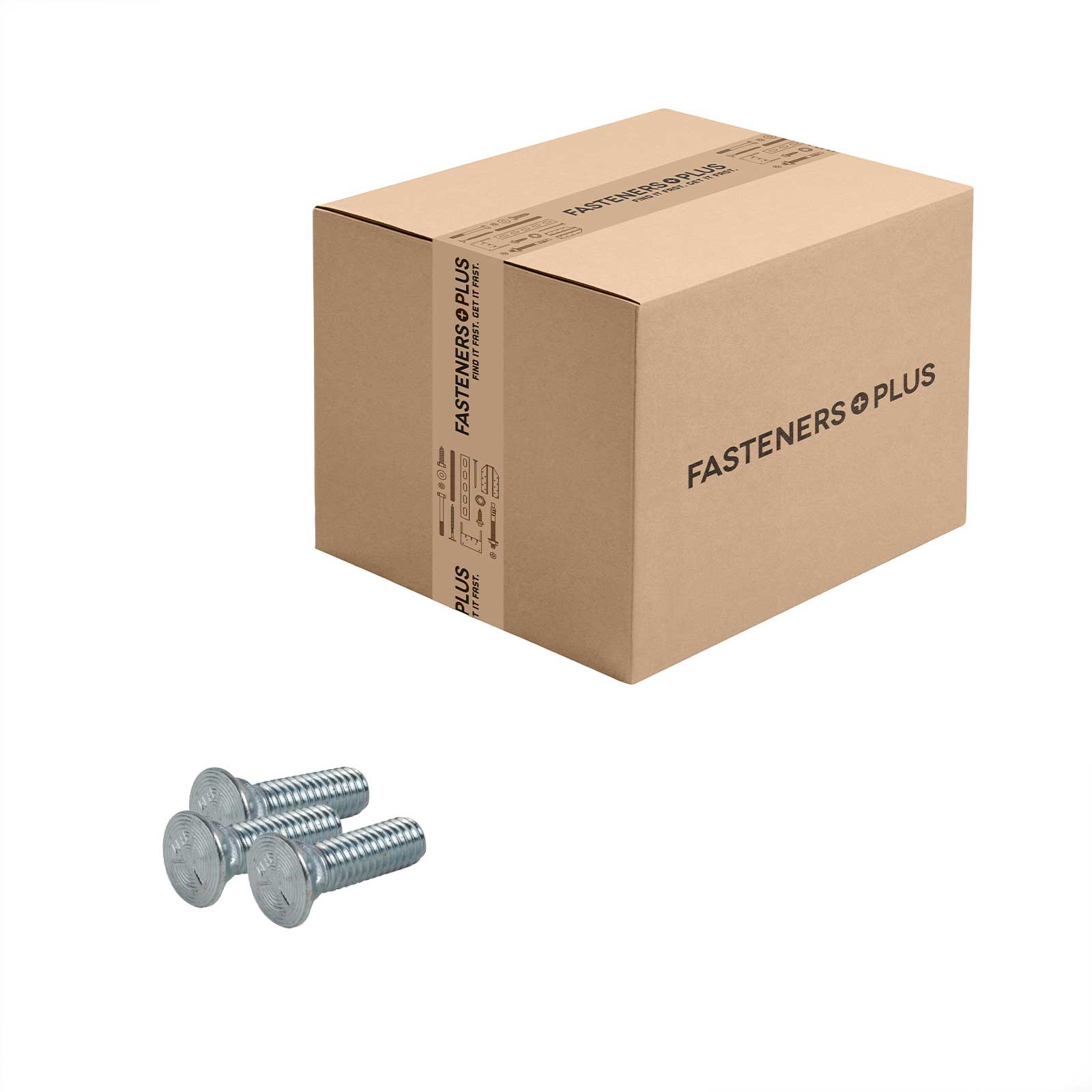 Conquest 3/8" x 1-1/4" Plow Bolt, #3 Head - Grade 5, Zinc CR+3 | Qty. 1,000 (Carton)