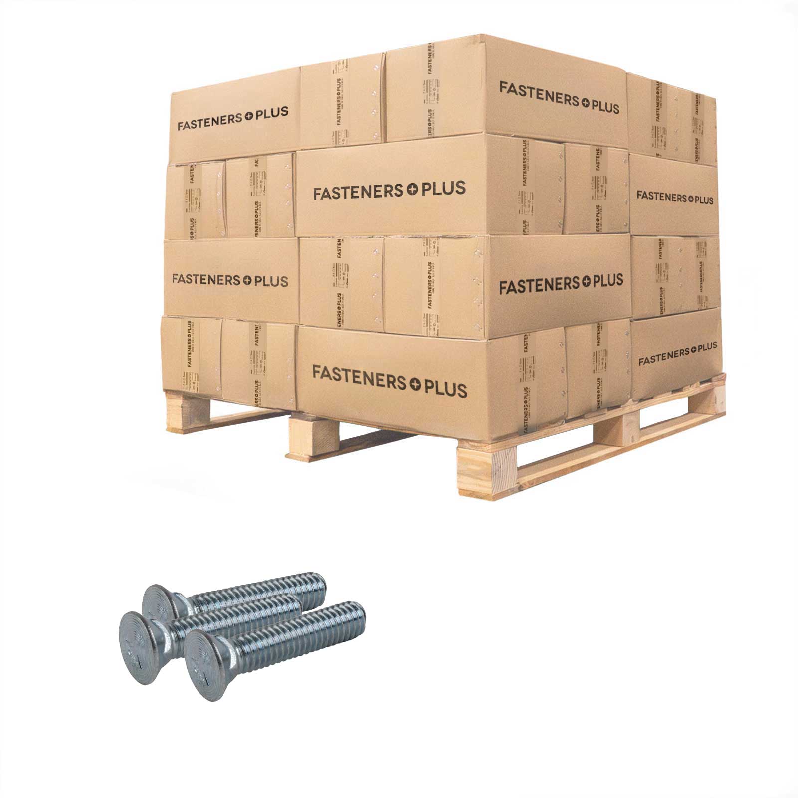 Conquest 3/8" x 1-3/4" Plow Bolt, #3 Head - Grade 5, Zinc CR+3 | Qty. 25,200 (Pallet)