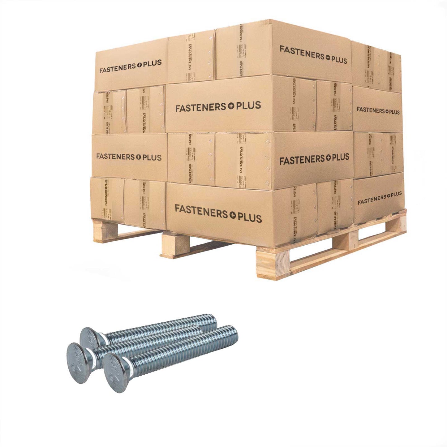 Conquest 3/8" x 2-1/2" Plow Bolt, #3 Head - Grade 5, Zinc CR+3 | Qty. 18,000 (Pallet)