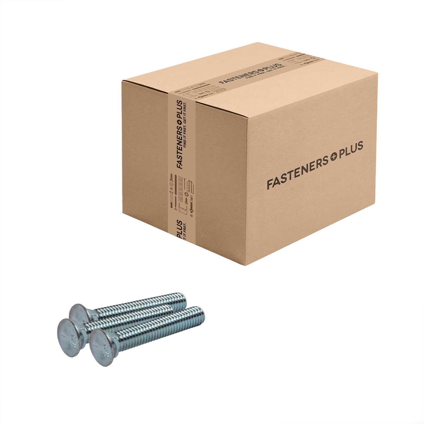 Conquest 3/8" x 2-1/4" Plow Bolt, #3 Head - Grade 5, Zinc CR+3 | Qty. 500 (Carton)
