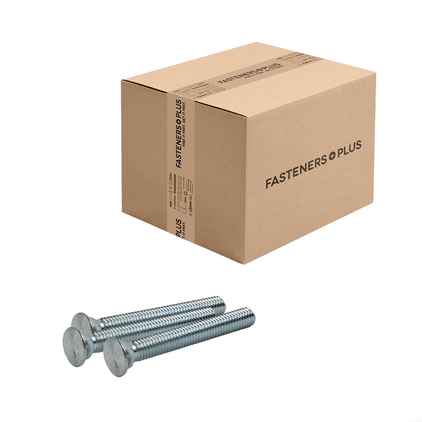 Conquest 3/8" x 3" Plow Bolt, #3 Head - Grade 5, Zinc CR+3 | Qty. 400 (Carton