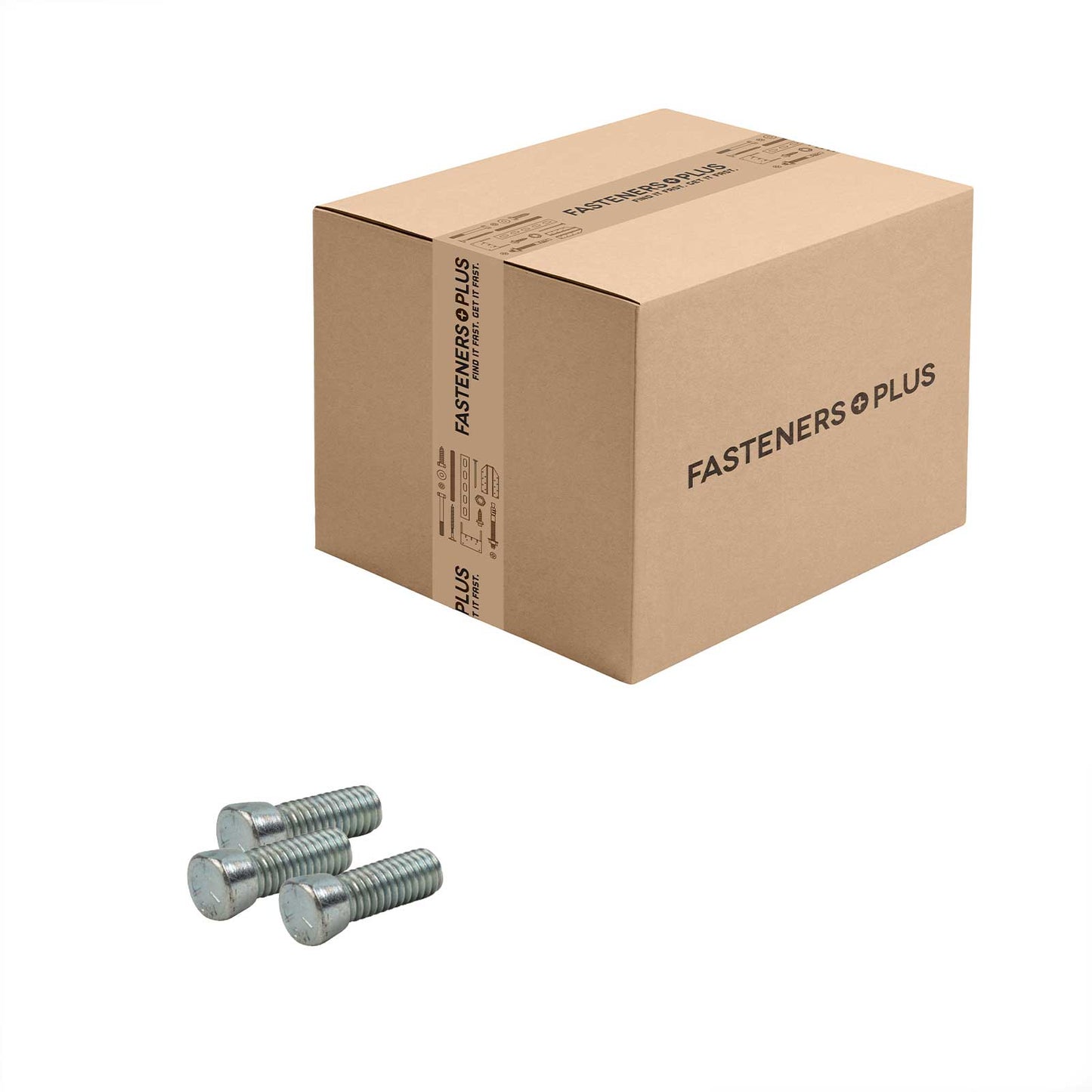 Conquest 3/8" x 1-1/4" Plow Bolt, Clip Head - Grade 5, Zinc CR+3 | Qty. 500 (Carton)
