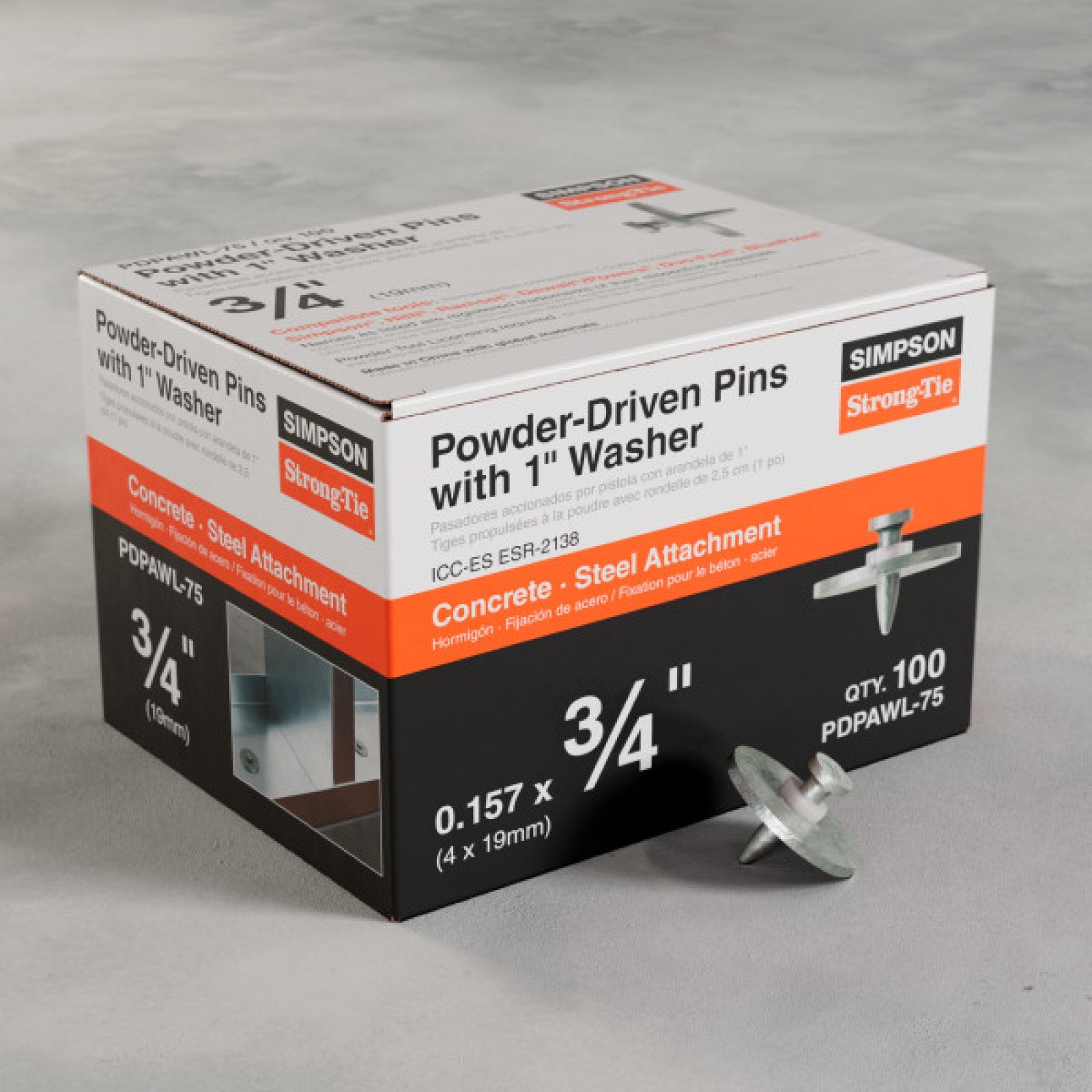 Simpson Strong-Tie PDPAWL-75 3/4" Drive Pins W/1" Washers - Zinc, Pkg 100