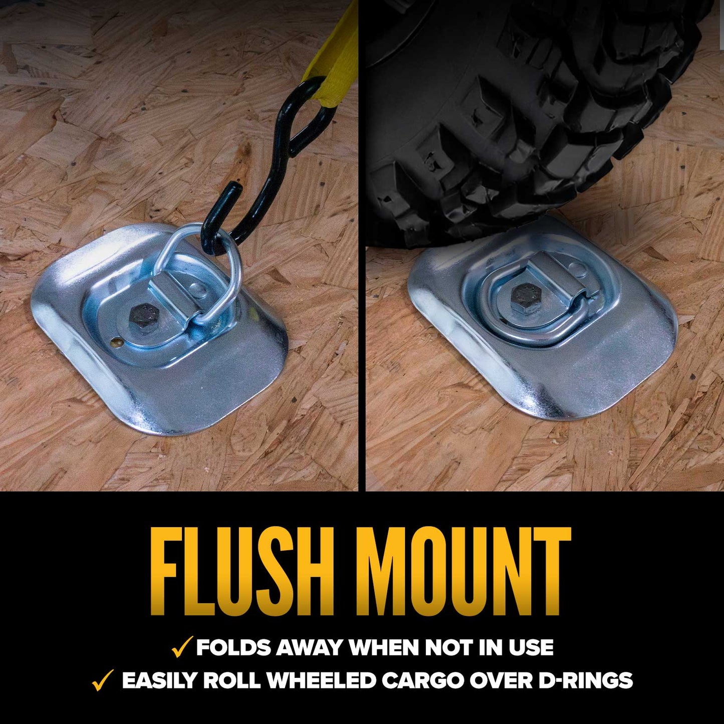 Bolt-On Flush-Mount D-Ring - Galvanized - 2,500 lbs. BS | 4-Pack