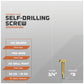Self-drilling screws with specifications on a gray background