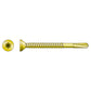 Gold-colored screw on a white background