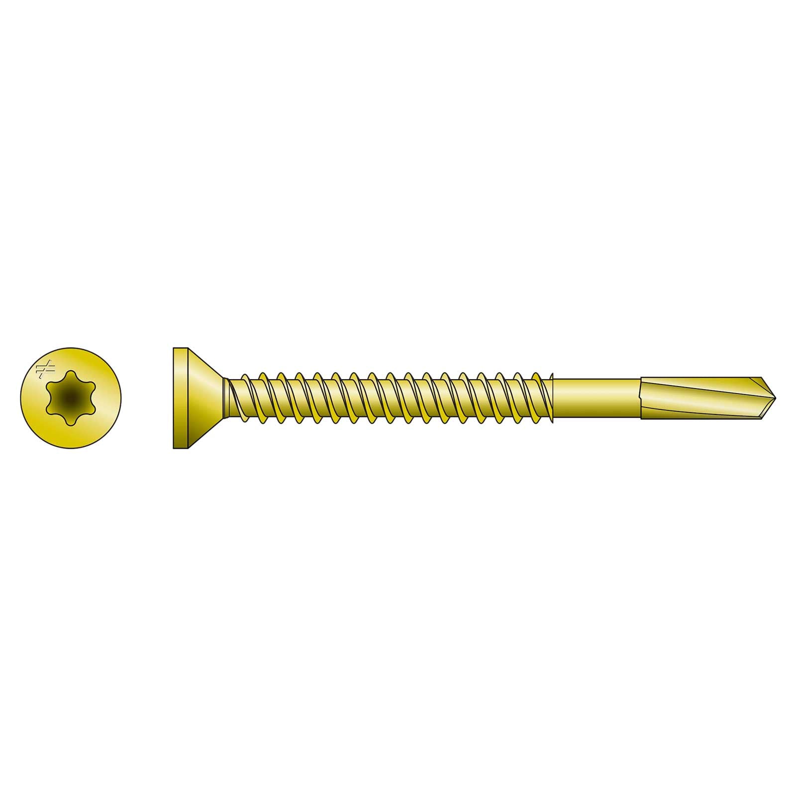Gold-colored screw on a white background
