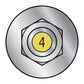 Illustration of the yellow painted head on the Simpson Strong-Tie 3/8" x 4" RFB Grade 55 Zinc Plated Retrofit Foundation Anchor Bolt