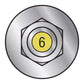 Illustration of Simpson Strong-Tie 3/8" x 6" RFB Grade 55 Zinc Plated Retrofit Foundation Anchor Bolt with yellow painted head