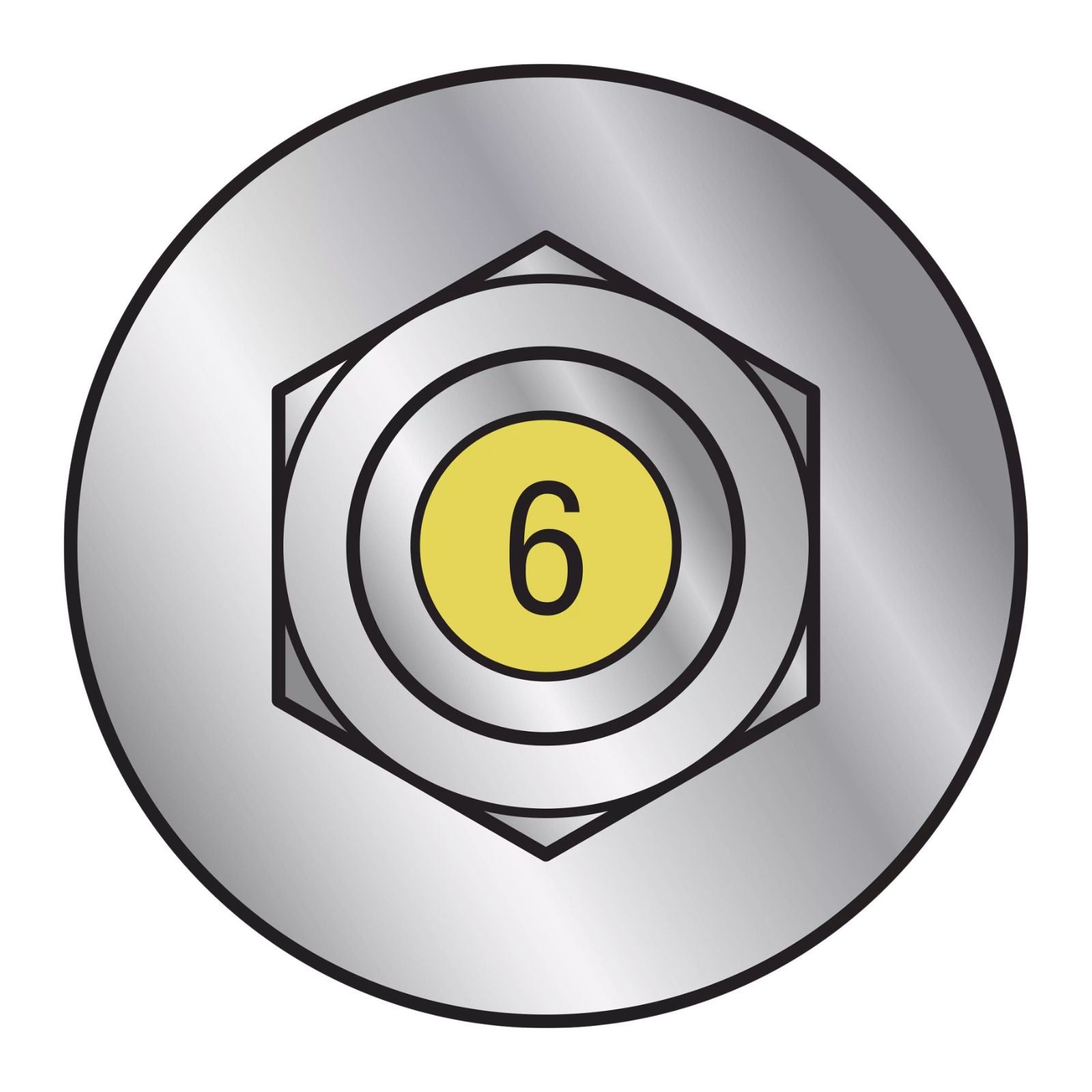 Illustration of Simpson Strong-Tie 3/8" x 6" RFB Grade 55 Zinc Plated Retrofit Foundation Anchor Bolt with yellow painted head