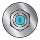 Illustration of Simpson Strong-Tie 3/8" x 6" RFB Retrofit Foundation Anchor Bolt - 316 Stainless Steel with blue painted head