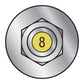 Illustration of Simpson Strong-Tie 3/8" x 8" RFB Grade 55 Retrofit Foundation Anchor Bolt - Zinc Plated with yellow painted head