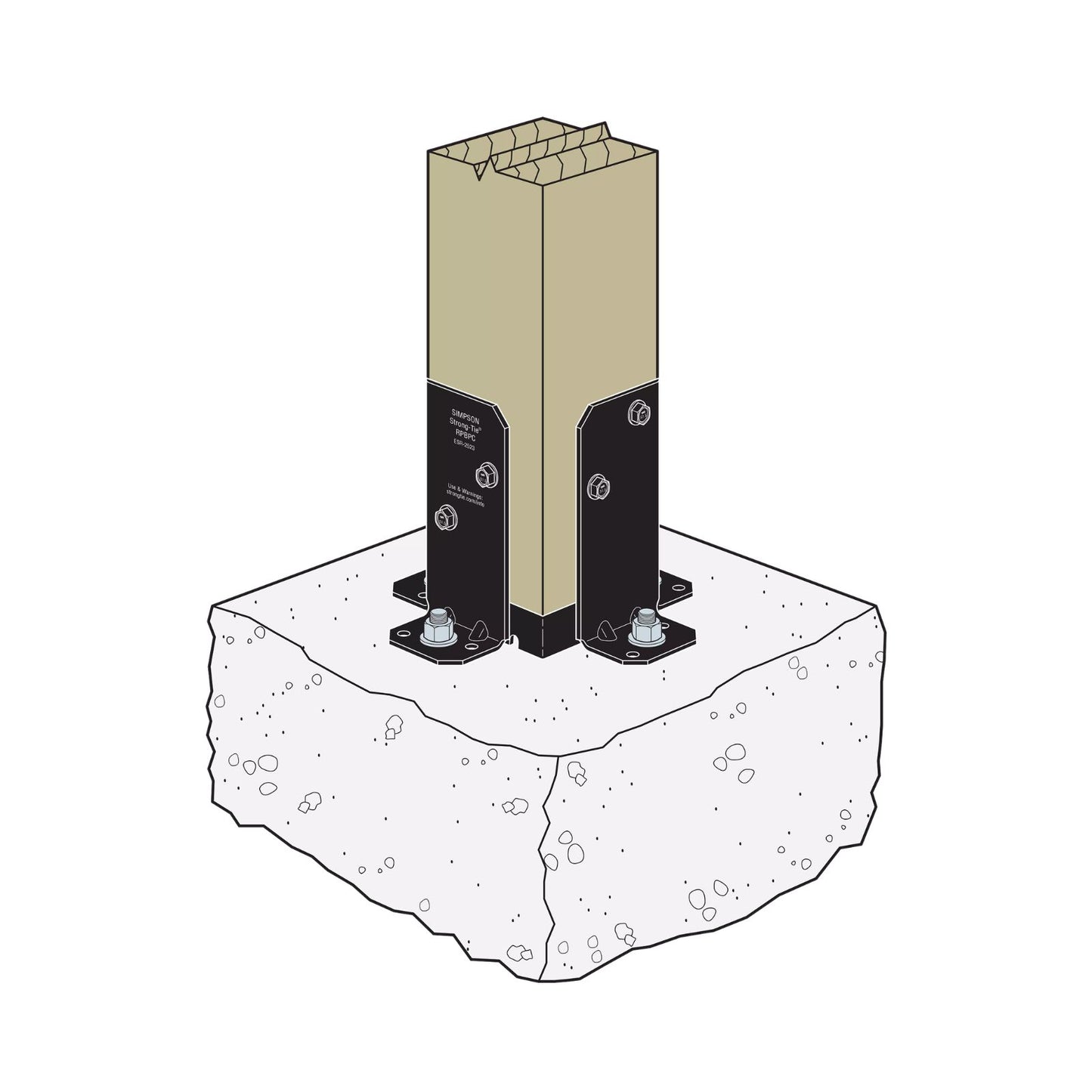 Simpson Strong-Tie RPBPC Ornamental Post Base - Black Powder Coat, ZMAX
Installation with concrete anchors