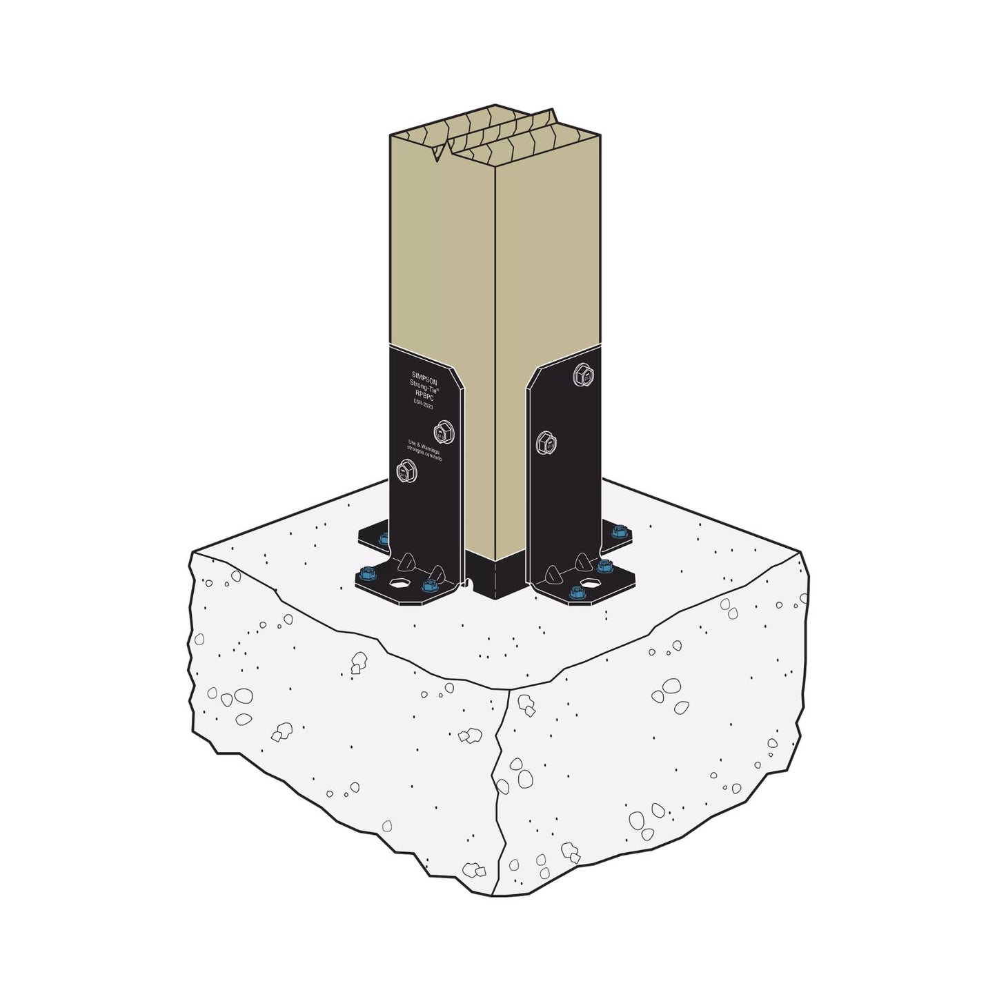 Simpson Strong-Tie RPBPC Ornamental Post Base - Black Powder Coat, ZMAX
Installation with concrete screws