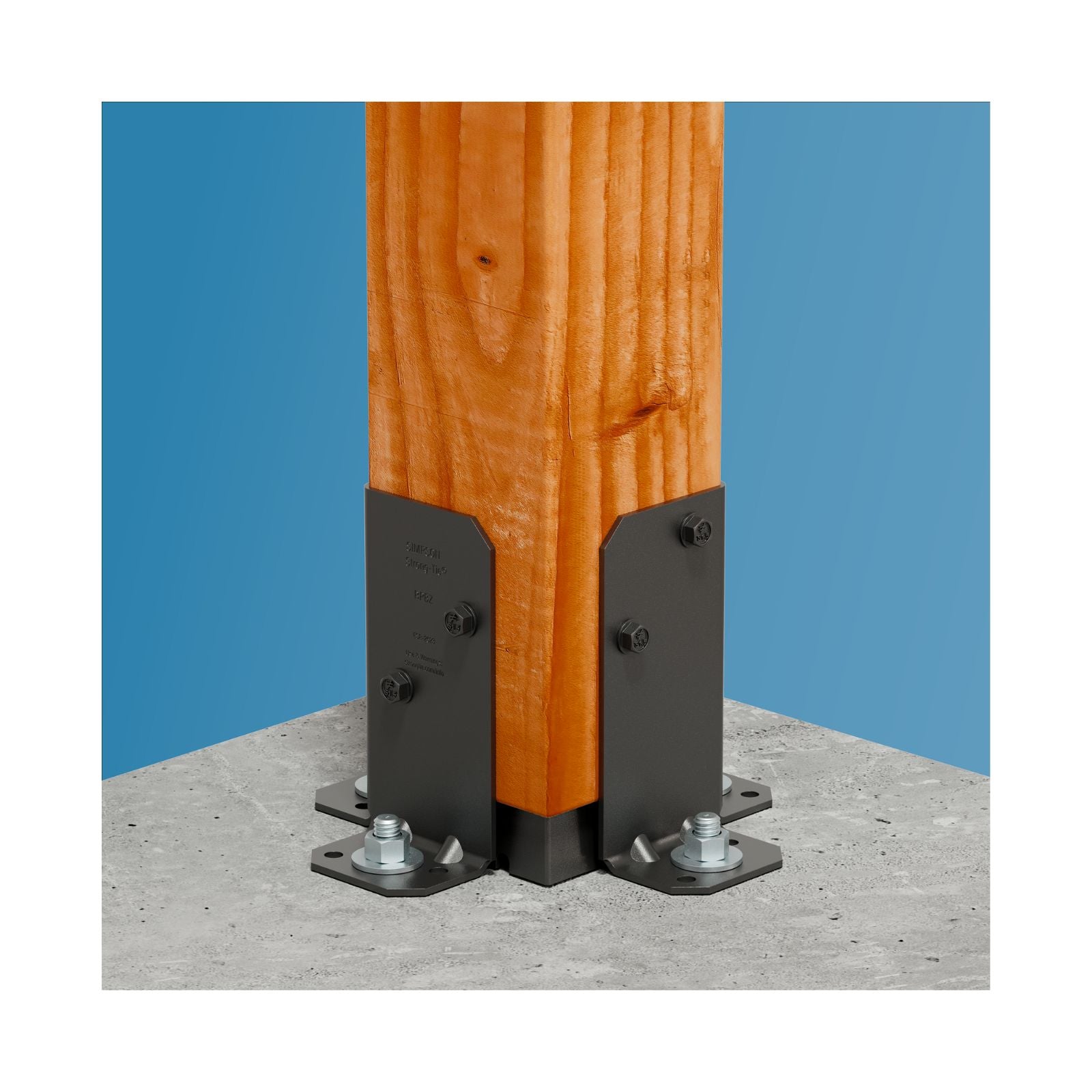 Simpson Strong-Tie RPBPC Ornamental Post Base - Black Powder Coat, ZMAX
Installation with concrete anchors