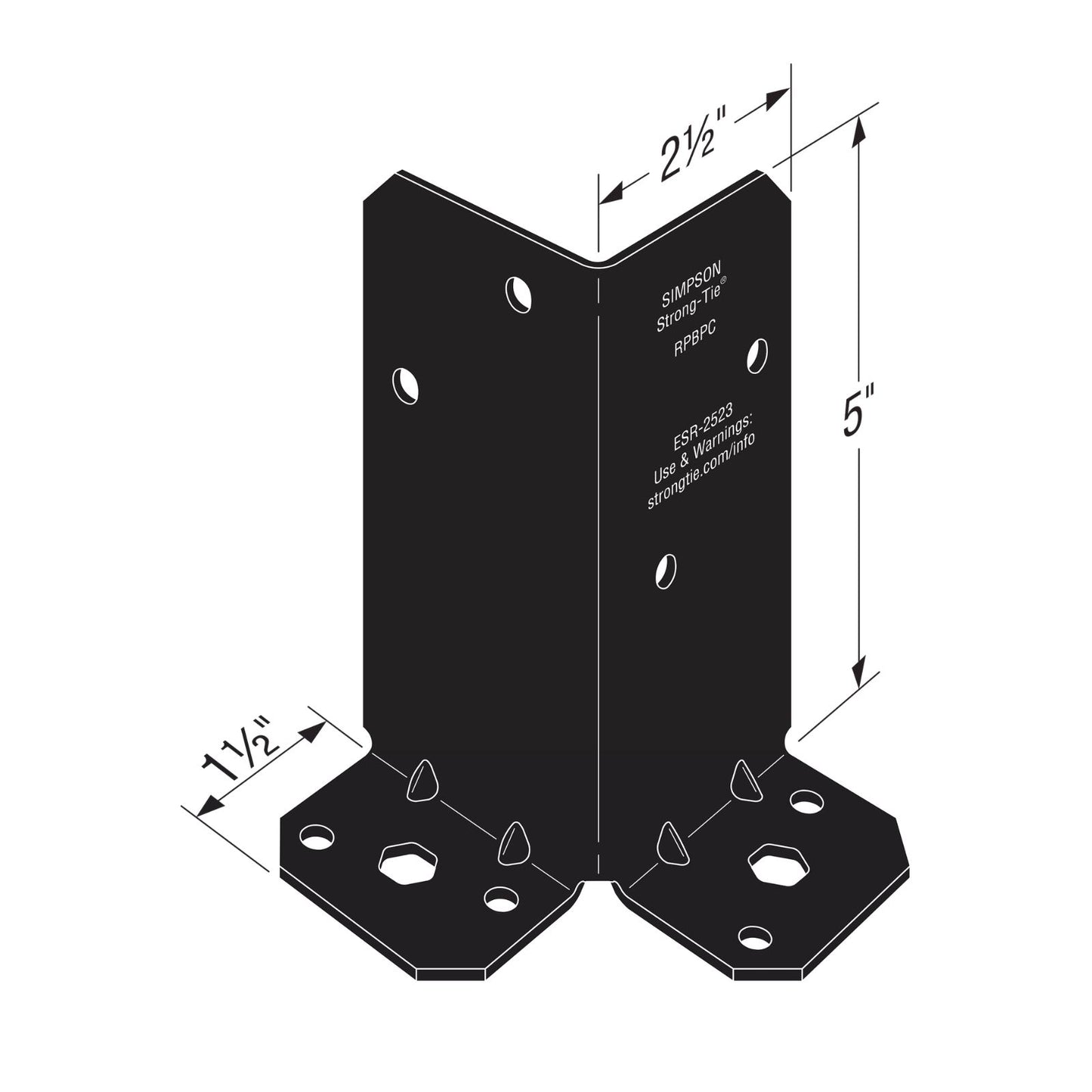 Simpson Strong-Tie RPBPC Ornamental Post Base - Black Powder Coat, ZMAX
Specifications 