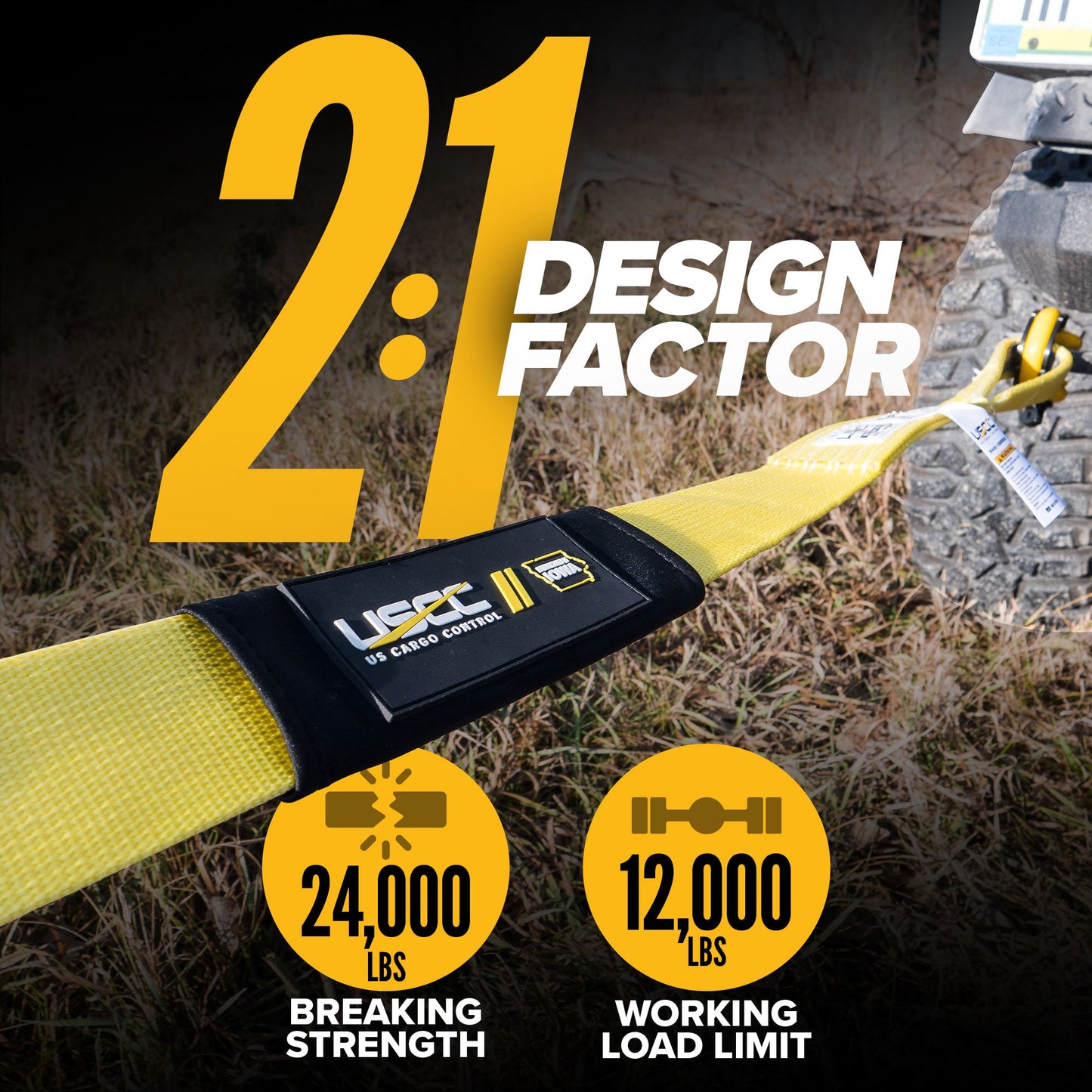 Heavy Duty Tow Strap Recovery Kit | 3" x 30'