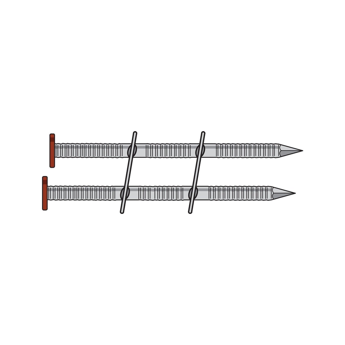3-1/4" 11 Gauge 15° Wire Coil, Painted Full Round Head, Annular Ring-Shank Nail - Redwood - 1800 pkg