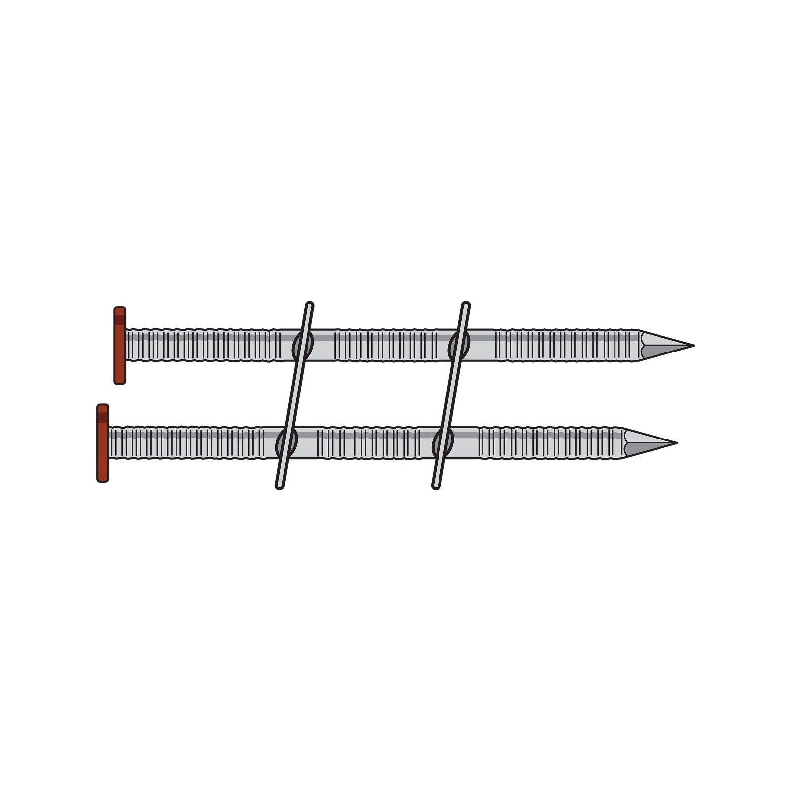 3-1/4" 11 Gauge 15° Wire Coil, Painted Full Round Head, Annular Ring-Shank Nail - Redwood - 1800 pkg
