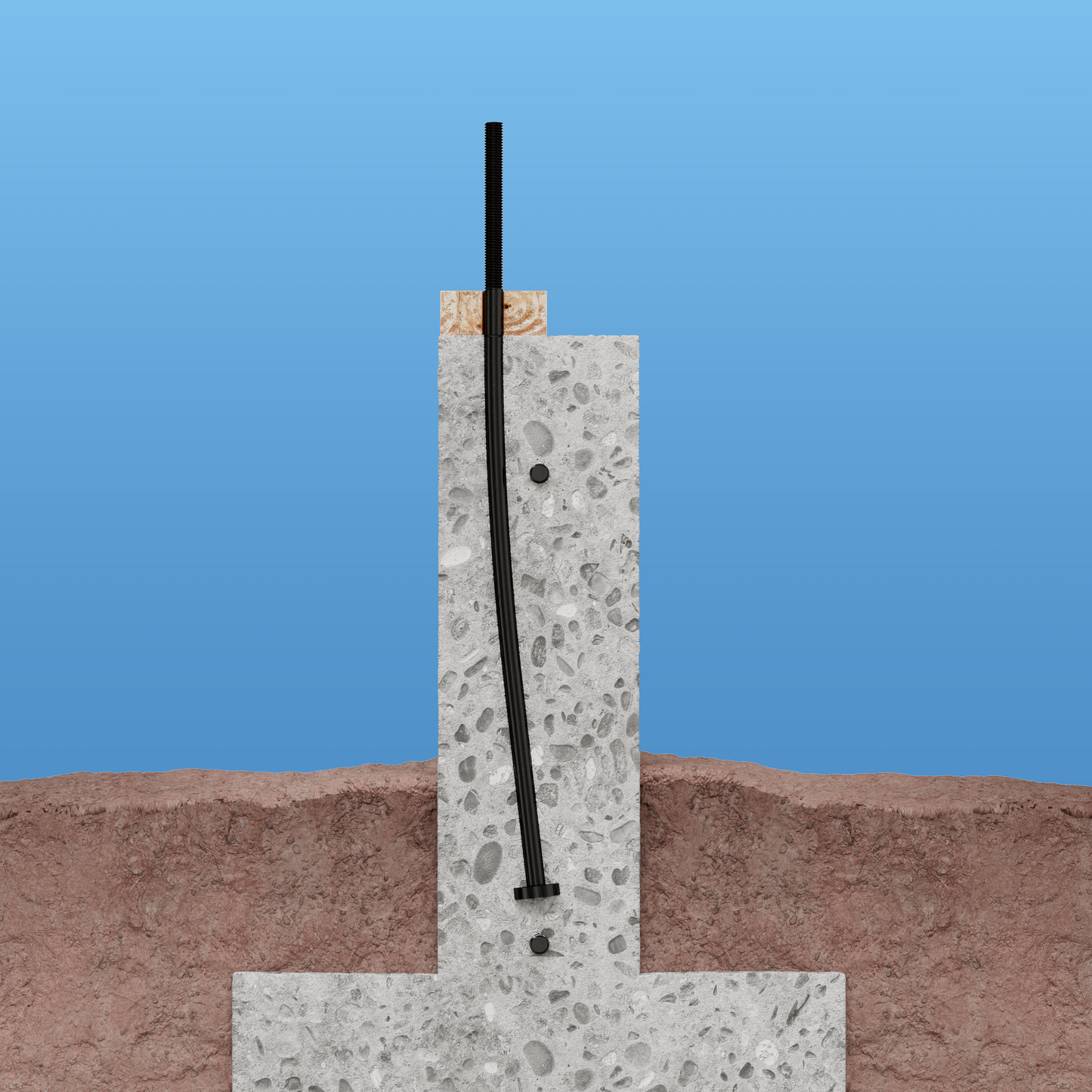 Side view of Simpson Anchor Bolt installed into concrete