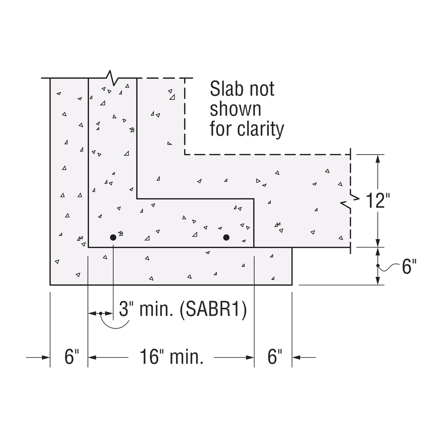 Simpson Anchor Bolt Slab sketch drawing with installation measurements