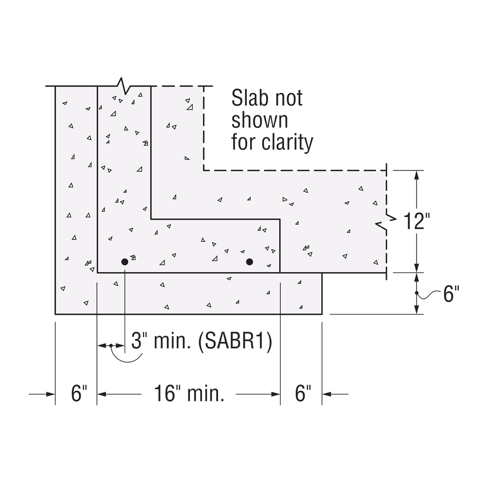 Simpson Anchor Bolt Slab sketch drawing with installation measurements