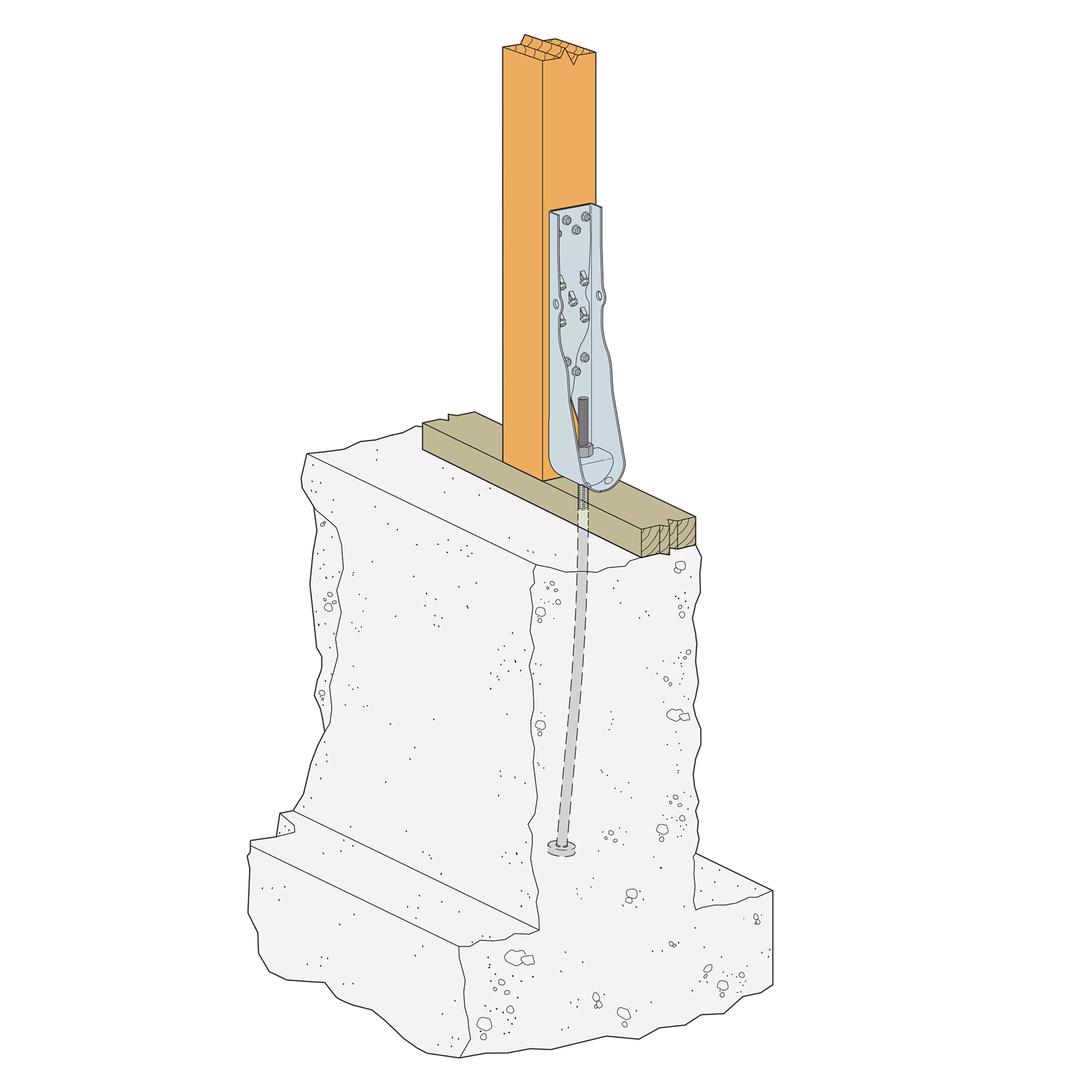 Aerial side view of Simpson Anchor Bolt installed