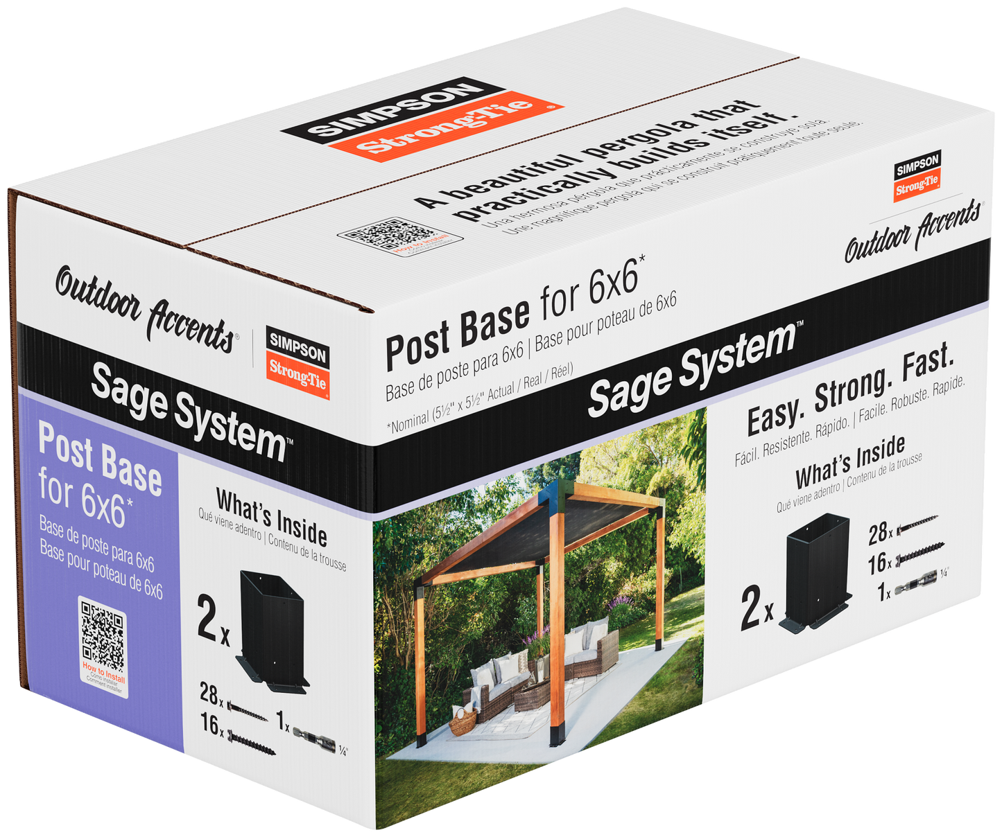Simpson Strong-Tie Sage DIY Pergola System post base packaging
