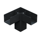 Black metal corner bracket from the Simpson Sage DIY Pergola Kit on a white background
