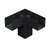 Black metal corner bracket from the Simpson Sage DIY Pergola Kit on a white background
