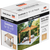 Box of Simpson Sunshade in Tan from the Sage DIY Kit Pergola System with outdoor scene on packaging.