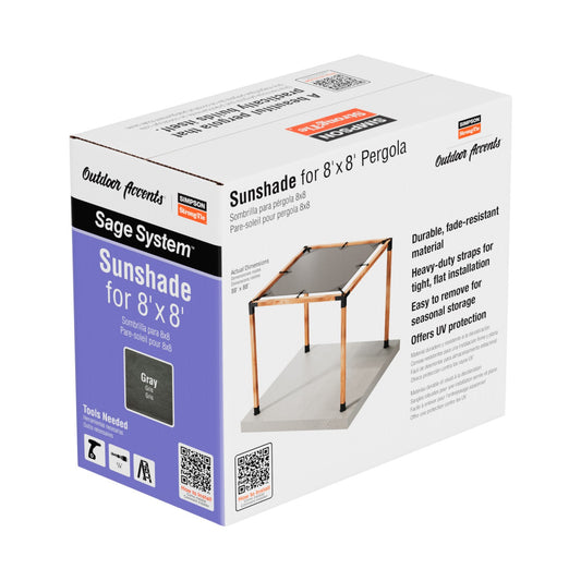 Simpson SAGE-SHADE8X8G Sage System 8' x 8' Pergola Sun Shade - Gray