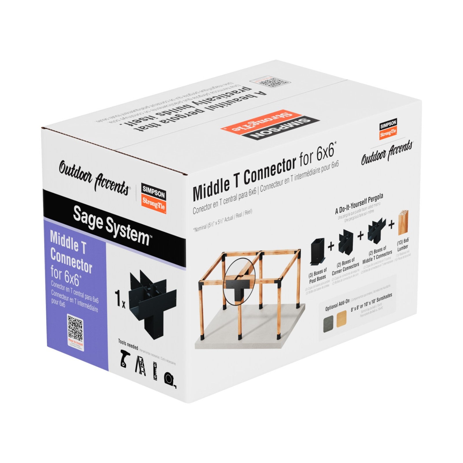Simpson SAGE-T66-KT1 Sage System 6x6 Decorative Middle T Connector w/ Screws - Black Powder Coat