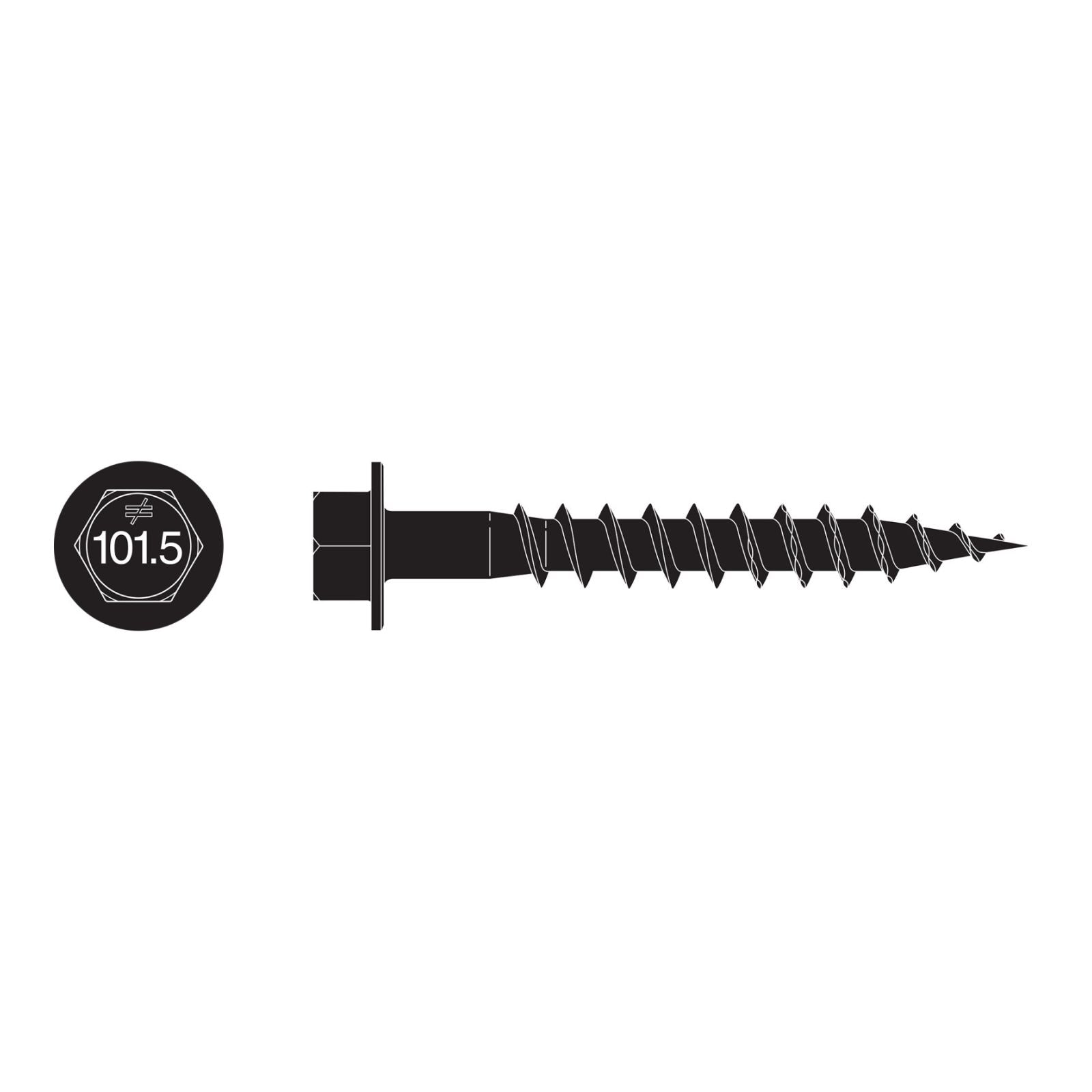 Simpson Strong-Tie SD10112DBBR50 #10 x 1-1/2" Connector Screw Hex Drive - Double Barrier Black Product Illustration