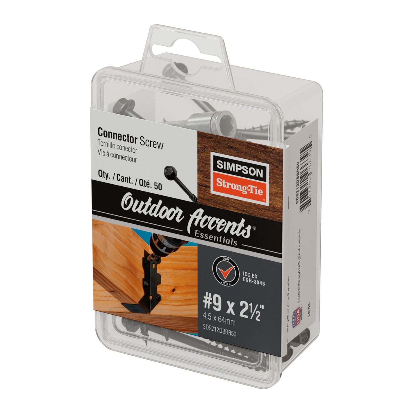 Simpson Strong-Tie SDS9212DBB #9 x 2-1/2" Outdoor Accents SD Connector Screw - Double Barrier Coating, Black | Qty. 50