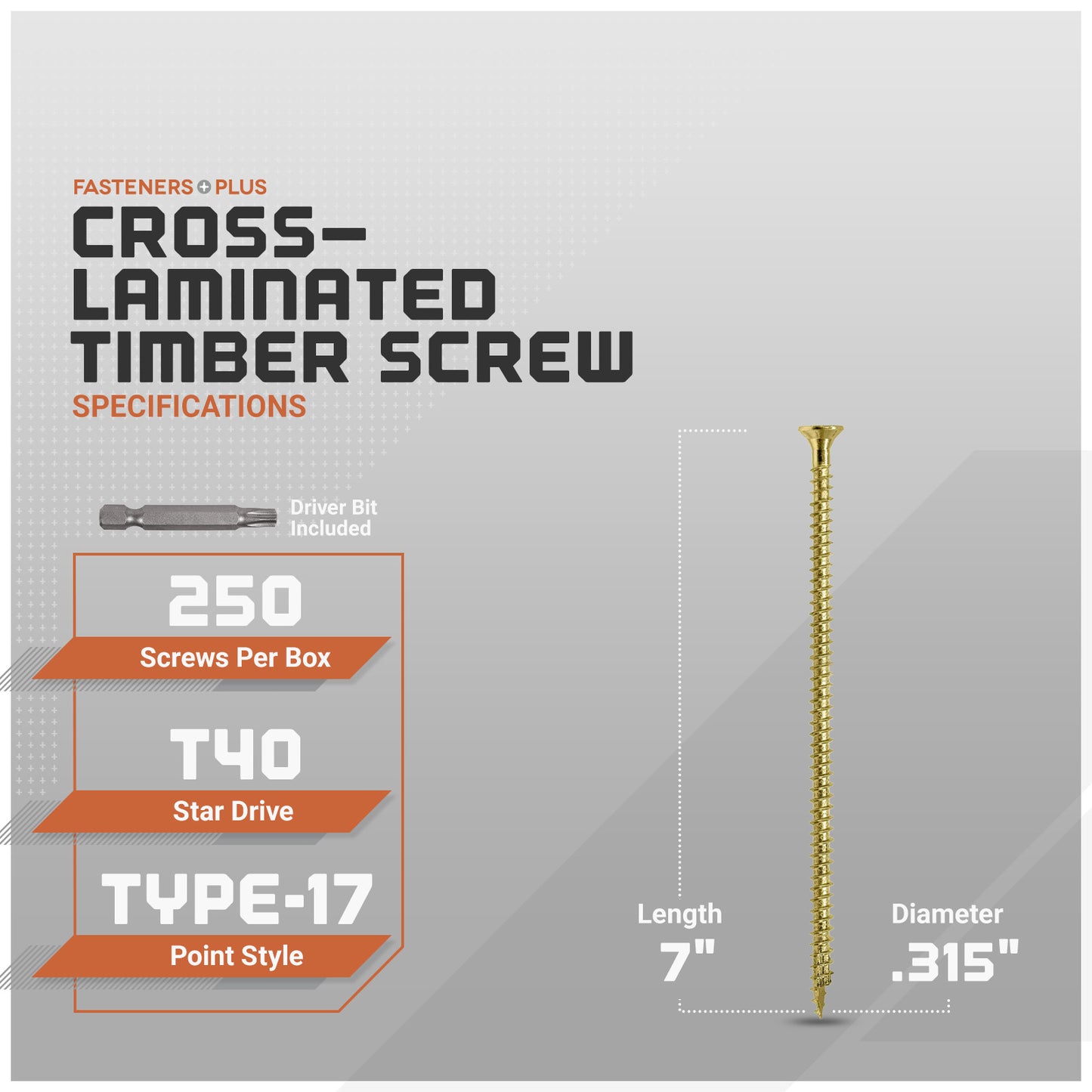 0.315" x 4-3/4" Strong-Drive SDCF Timber-CF Screw - Yellow Zinc - Specifications