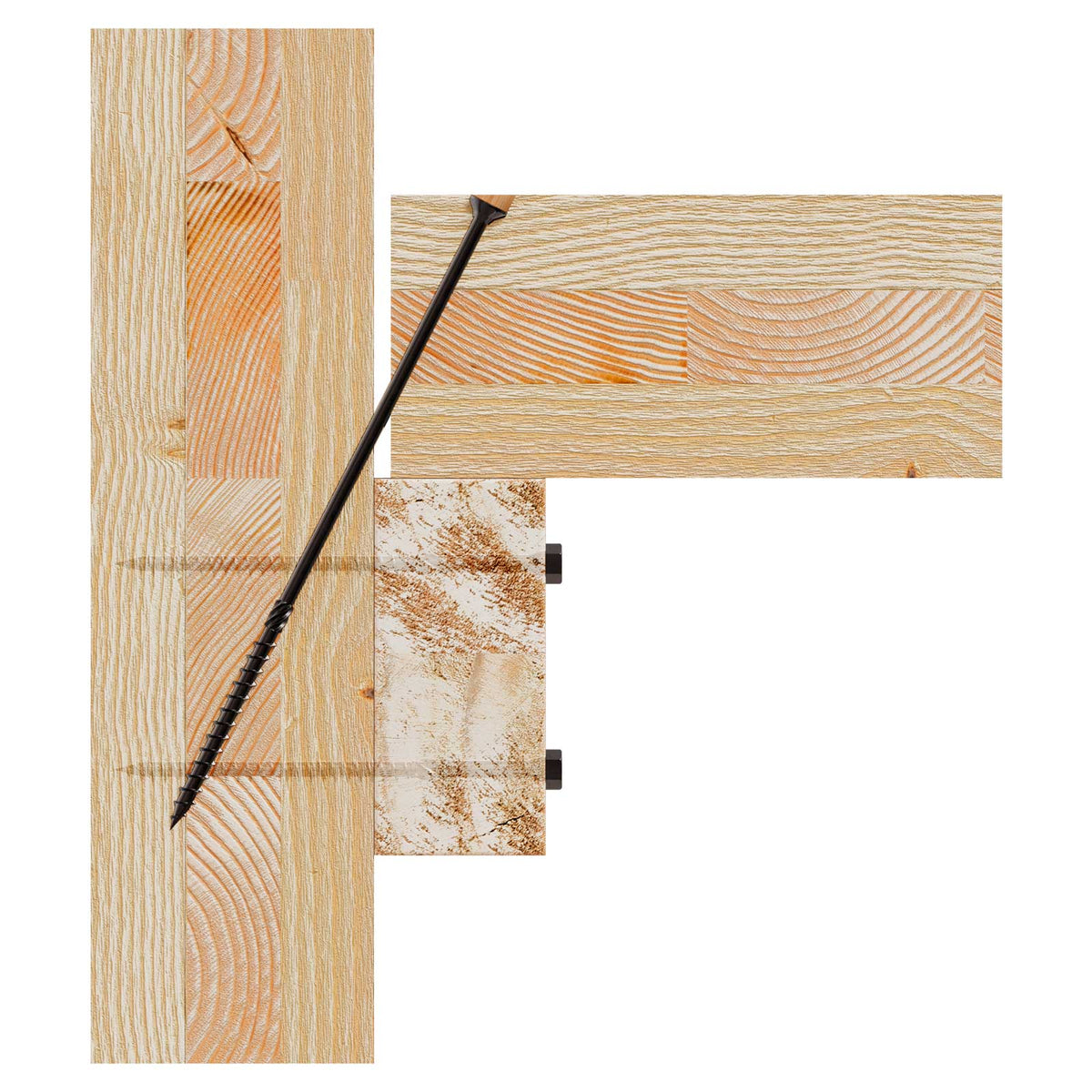 Simpson Strong-Tie SDCP Timber-CP Screw - Black E-Coat - Ledger Sideview Installation