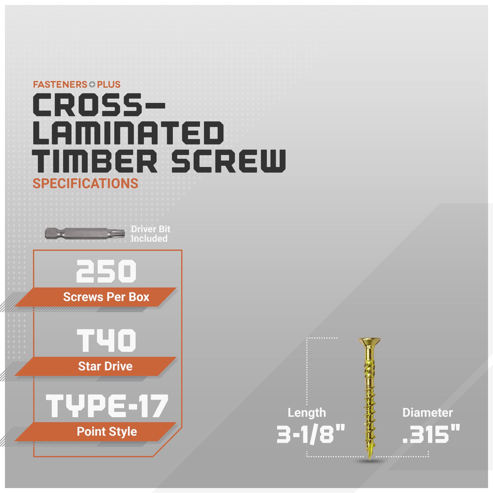 0.315" x 3-1/8" Strong-Drive SDCP Timber-CP Screw - Yellow Zinc, Pkg 250