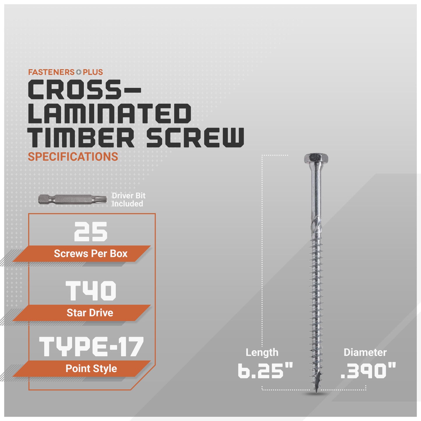 0.390" x 6-1/4" Strong-Drive SDHR Combo-Head Screw - Zinc, Pkg 25
