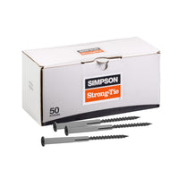 Box of Simpson Strong-Tie screws on a white background