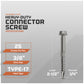 Heavy-duty connector screw with specifications on a gray background